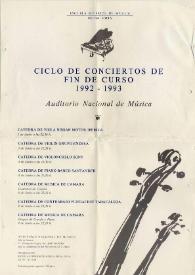 Portada:Ciclo de Conciertos de Fin de Curso 1992 - 1993 : Auditorio Nacional de Piano