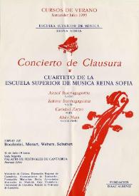 Portada:Cursos de Verano 1993 : Concierto de Clausura : Cuarteto de la Escuela Superior de Música Reina Sofía