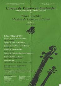 Portada:Cursos de Verano en Santander : Piano, Cuerda, Música de Cámara y Canto : Clases Magistrales