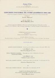 Portada:Concierto Inaugural del Curso académico 1998 - 1999 ofrecido en honor de Sony España S.A.