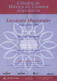 Portada:Cátedra de Música de Cámara Argentaria : Lecciones Magistrales