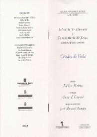 Portada:Selección de alumnos y convocatoria de becas : curso académico 2000-2001 : Cátedra de Viola