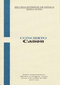 Portada:Concierto Canon = Concert Canon
