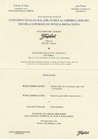 Portada:Concierto inaugural del curso académico 2000 - 2001 Escuela Superior de Música Reina Sofía