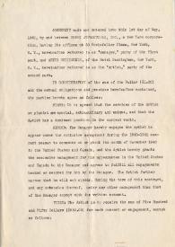 Portada:Contrato entre Arthur Rubinstein y Hurok Attractions, Inc. desde Noviembre de 1940 hasta Noviembre de 1941.