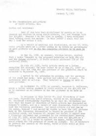 Portada:Carta dirigida a Arthur Rubinstein. Beverly Hills (California), 07-01-1953