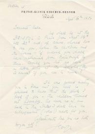 Portada:Carta dirigida a Aniela Rubinstein. Zurich (Suiza), 06-09-1954