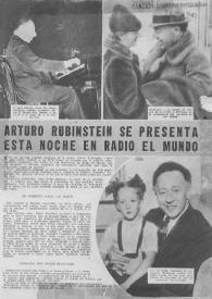 Portada:Arturo (Arthur) Rubinstein se presenta esta noche en Radio El Mundo