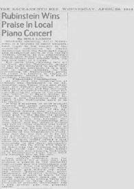 Portada:Rubinstein wins praise in local piano concert