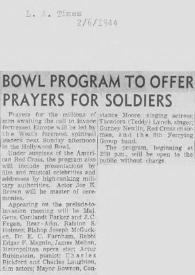 Portada:Bowl program to offer prayers for soldiers
