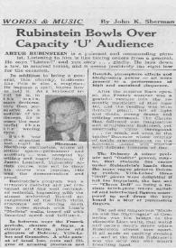 Portada:Rubinstein Bowls Over Capacity \"U\" Audience