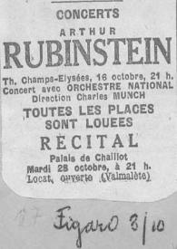 Portada:Concerts Arthur Rubinstein