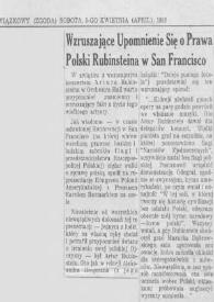 Portada:Wzruszajace Upomnienie Sie o Prawa Polski Rubinsteina (Rubinstein) w San Francisco