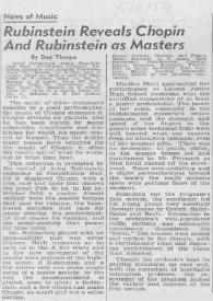 Portada:Rubinstein Reveals Chopin And Rubinstein As Masters