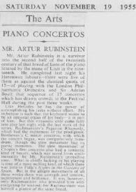 Portada:Piano Concertos : Mr. Artur (Arthur) Rubinstein