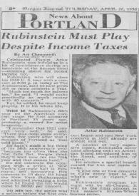Portada:Rubinstein must play despite income taxes