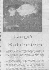 Portada:Llegó Rubinstein