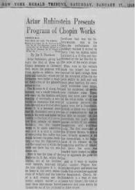 Portada:Artur (Arthur) Rubinstein Presents Program of Chopin Works