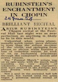 Portada:Rubinstein's enchantment in Chopin : brilliant recital