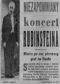 Portada:Niezapomniany koncert Rubinsteina (Rubinstein) : Mistrz po raz pierwszy grat na Slasku