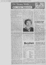 Portada:At home with... Mrs. Artur Rubenstein (Arthur Rubinstein)