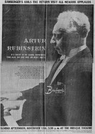 Portada:Artur (Arthur) Rubinstein in a Concert of the Soaring, Breathtaking Piano Solos that Have Made Him Music's Master