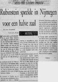 Portada:Slechts 600 Duitsers kwamen : Rubinstein speelde in Nijmegen voor een halve zaal