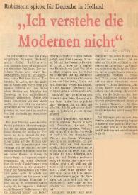 Portada:Rubinstein spielte für Deutsche in Holland : \"Ich verstehe die Modernen nicht\"
