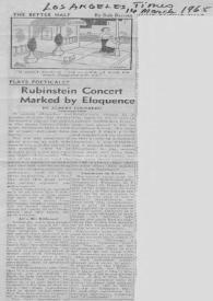 Portada:Rubinstein concert marked by eloquence