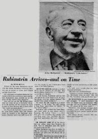 Portada:Rubinstein arrives, and on Time