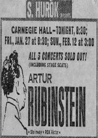 Portada:S.Hurok Presents Artur (Arthur) Rubinstein