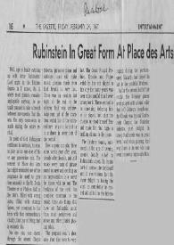 Portada:Rubinstein In Great Form At Place des Arts