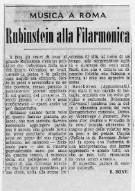 Portada:Musica  a Roma : Rubinstein alla Filarmonica
