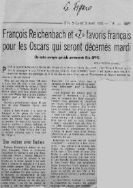 Portada:François Reichenbach et \"Z\" favoris français pour les Oscars qui seront décérnés mardi