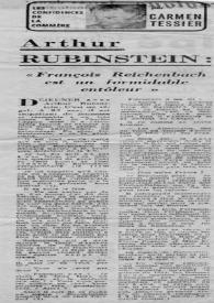 Portada:Arthur Rubinstein : \"François Reichenbach est un formidable entôleur\"