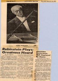 Portada:Rubinstein plays; greatness heard