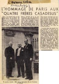Portada:L'hommage de Paris aux  \"Quatre Frères Casadesus\"