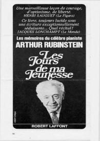 Portada:Les mémoires du célèbre pianiste Arthur Rubinstein