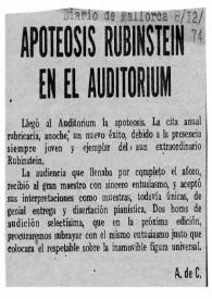 Portada:Apoteosis Rubinstein en el Auditorium