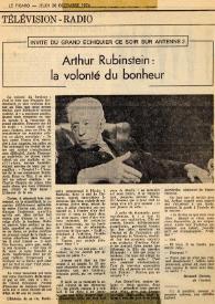 Portada:Arthur Rubinstein: la volonté du bonheur