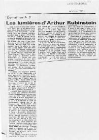 Portada:Les lumières d'Arthur Rubinstein