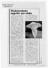 Portada:Rubinstein agotó su vida