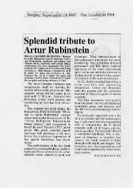 Portada:Splendid tribute to Artur (Arthur) Rubinstein