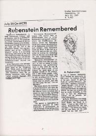 Portada:Rubenstein (Rubinstein) Remembered