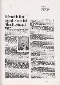 Portada:Rubenstein (Rubinstein) film is good tribute, but offers little insight