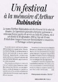 Portada:Un festival à la mémoire d'Arthur Rubinstein