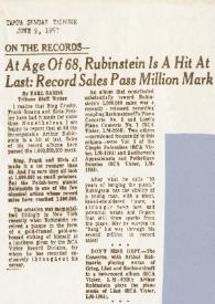 Portada:At age of 68, Rubinstein is a hit at last : record sales pass million mark