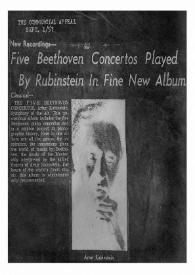 Portada:Five Beethoven concertos played by Rubinstein in fine new album