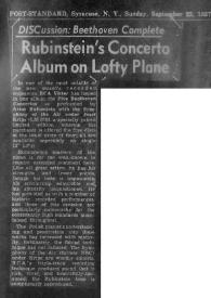Portada:Discussion : Beethoven complete : Rubinstein's concerto album on lofty plane