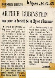 Portada:Arthur Rubinstein joue pour la société de la Légion d'honneur